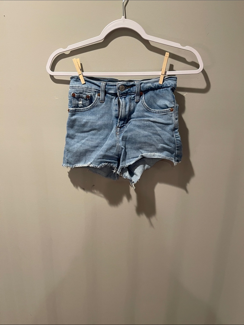 High-Rise Light Blue Denim Cutoff Shorts